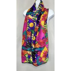 Women's Silk Scarf Jungle Rectangle 68"x11"‎ Multicolor